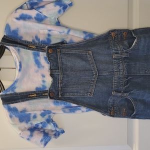 Girls Distressed Overalls